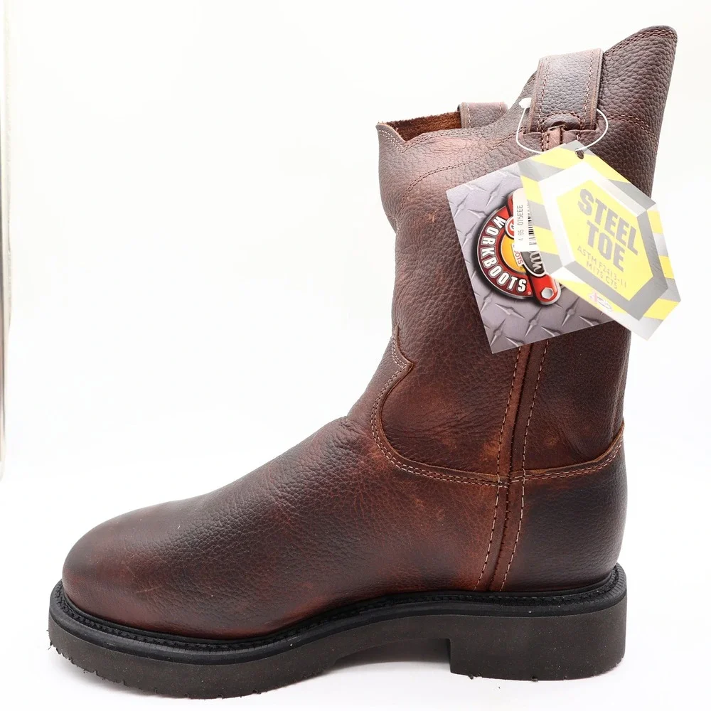 Justin Modern Steel Toe Work Boots Mens 7.5 EEE Brown Leather New In Box 4765